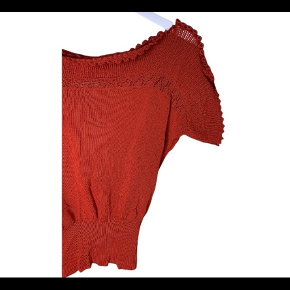 ANTHROPOLOGIE Yoana Baraschi Baubled Fan Sweater Rust Red/Burnt Orange Sz Small - Picture 5 of 16
